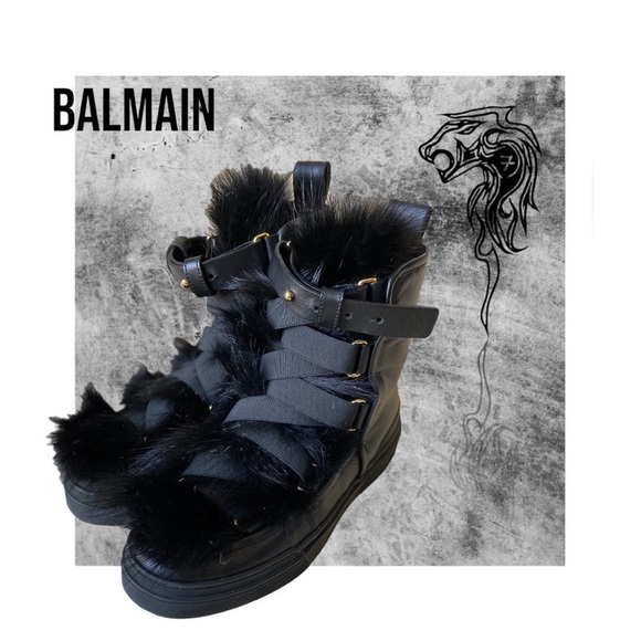 NWOB black Balmain fur boots/sneaker - 38 - Picture 1 of 10